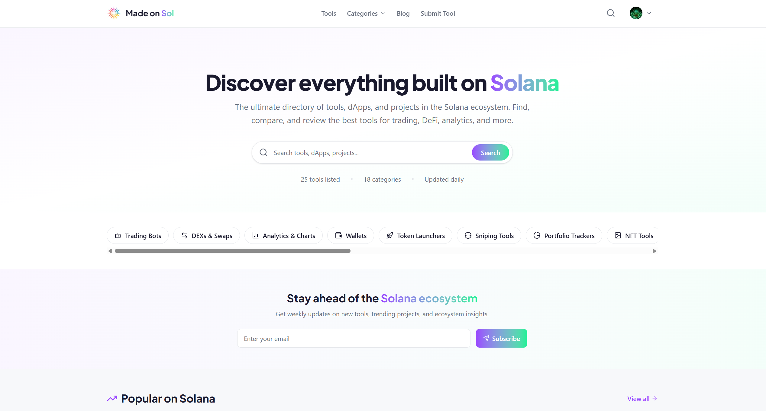 Made on Sol - Main product screenshot demonstrating key features and user interface