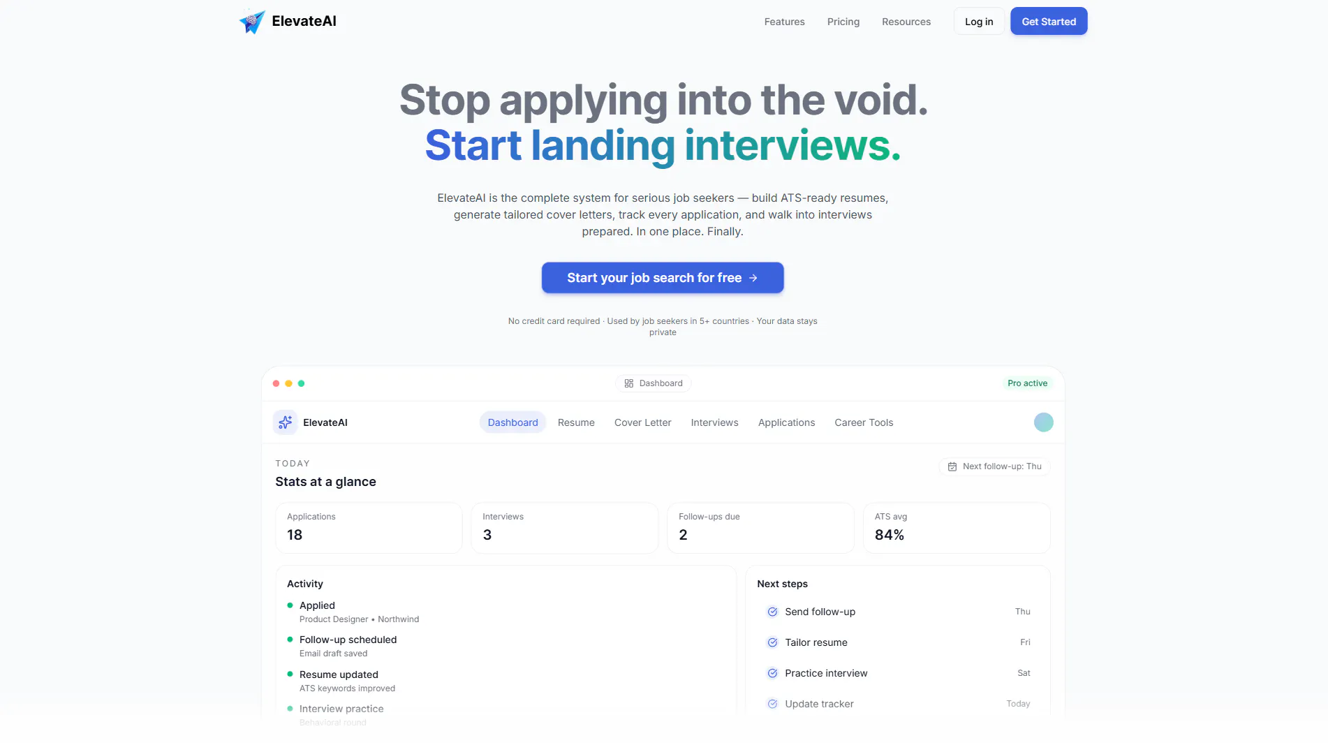 ElevateAI — Job Search Command Center 제품 배너