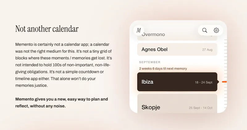 Memento screenshot 2