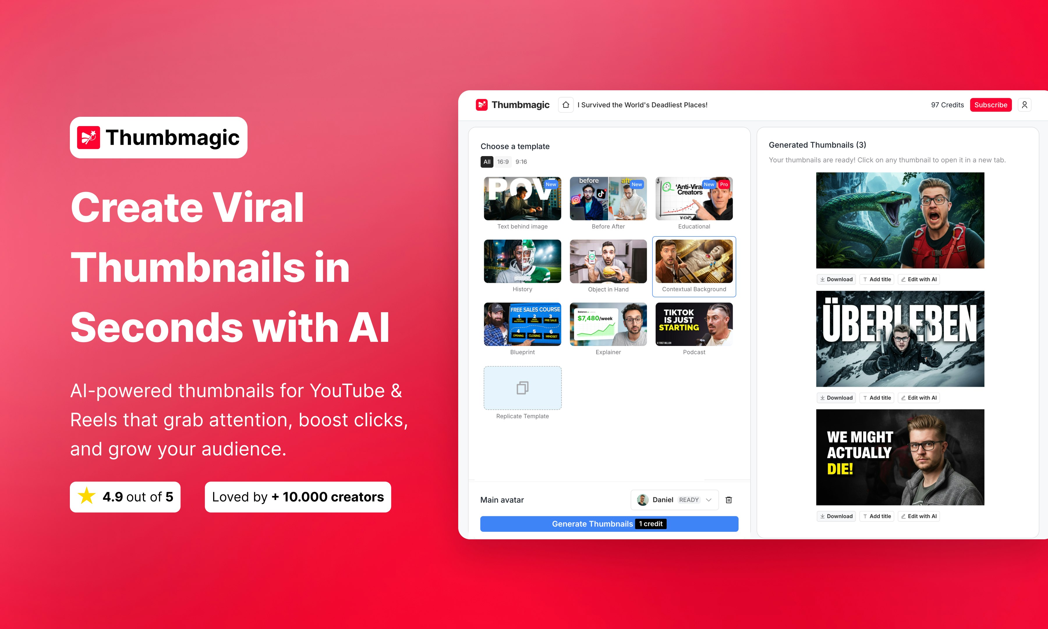 Thumbmagic - Main screenshot showing features and interface