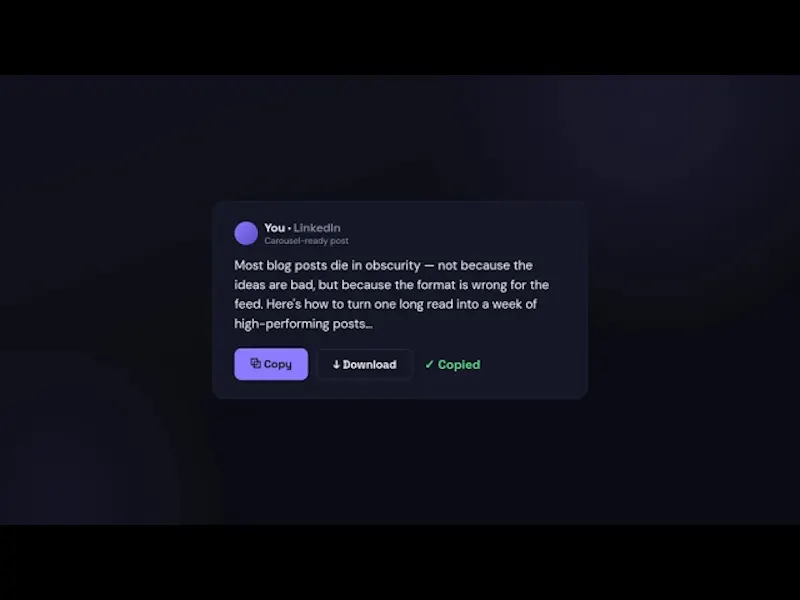 Postcraft Turn Content Into Viral Posts screenshot 1 (video preview)