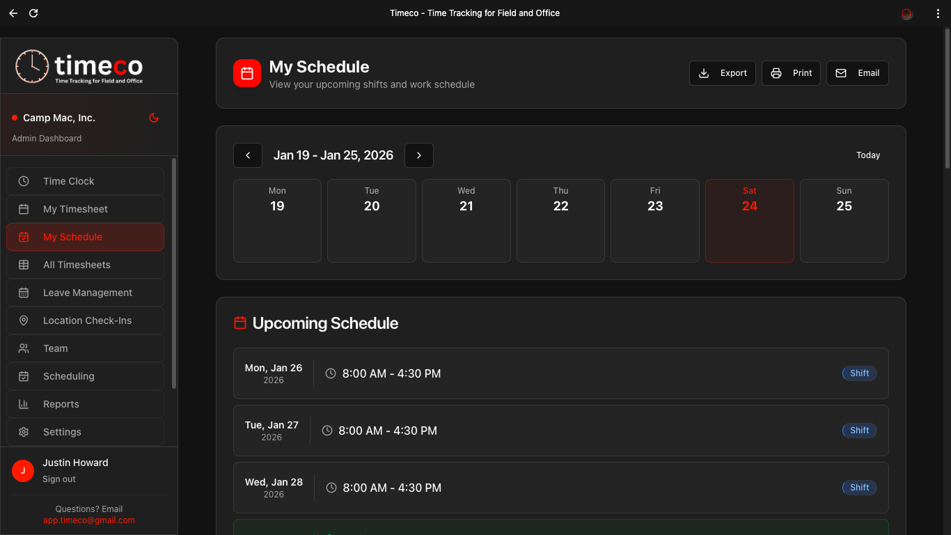 Timeco - Screenshot 4 showing product features and functionality