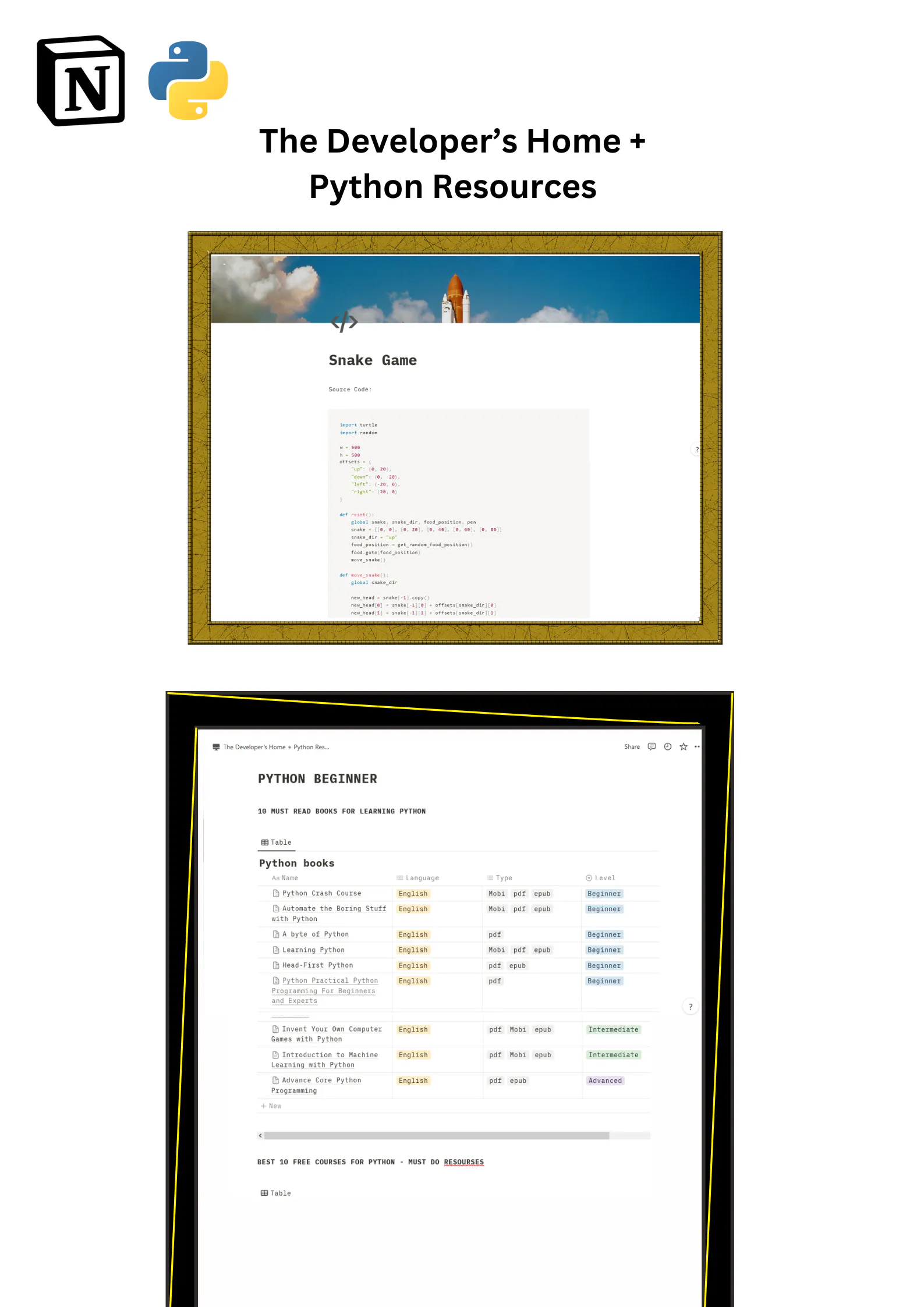 The developer's home + python resources gallery image