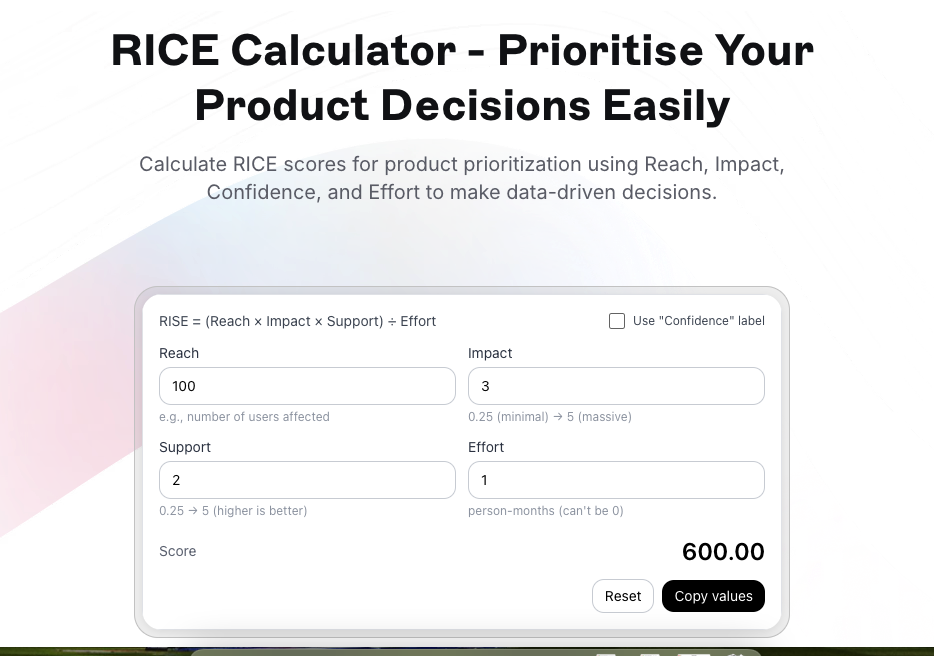 RICE Calculator - Main screenshot showing features and interface