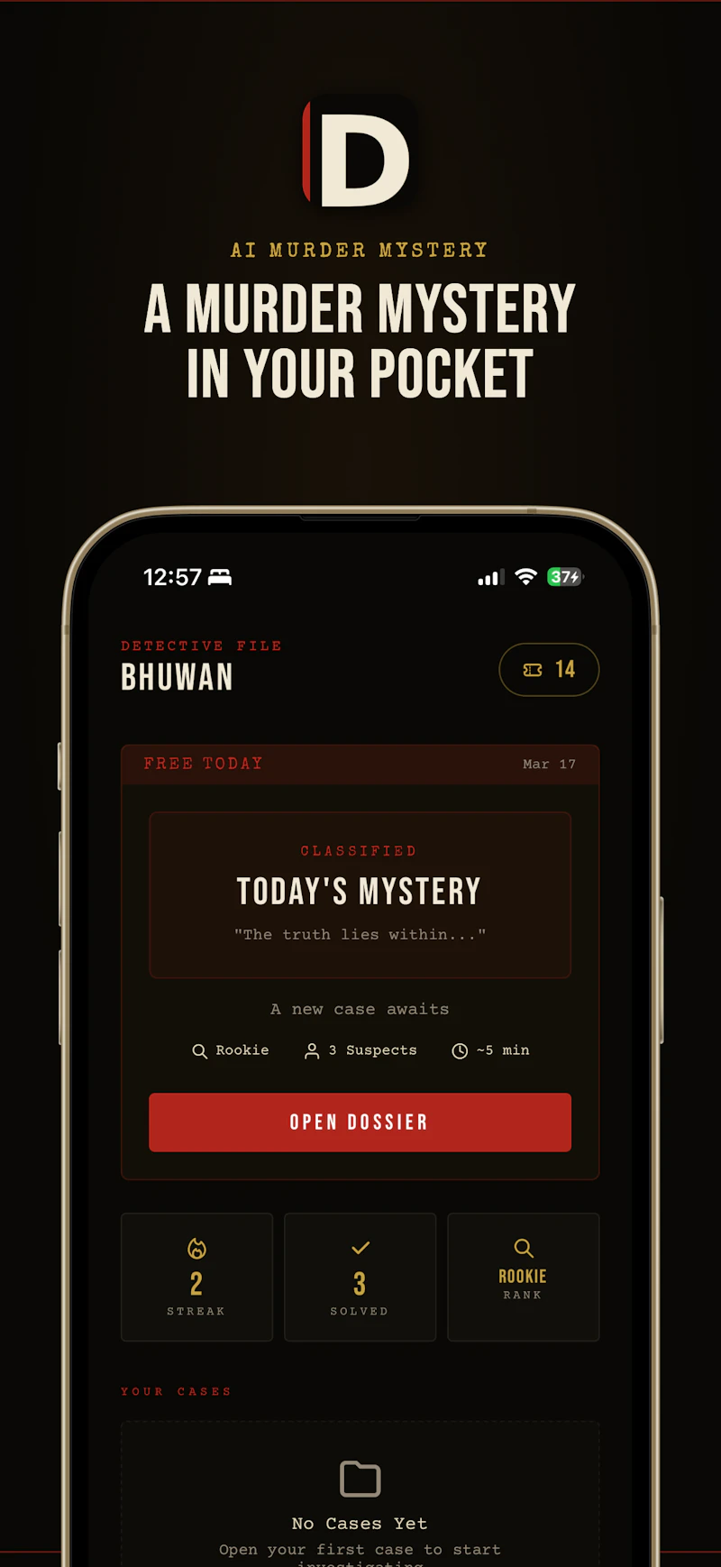 Dossier — Solve Unique Murder Mysteries screenshot 1