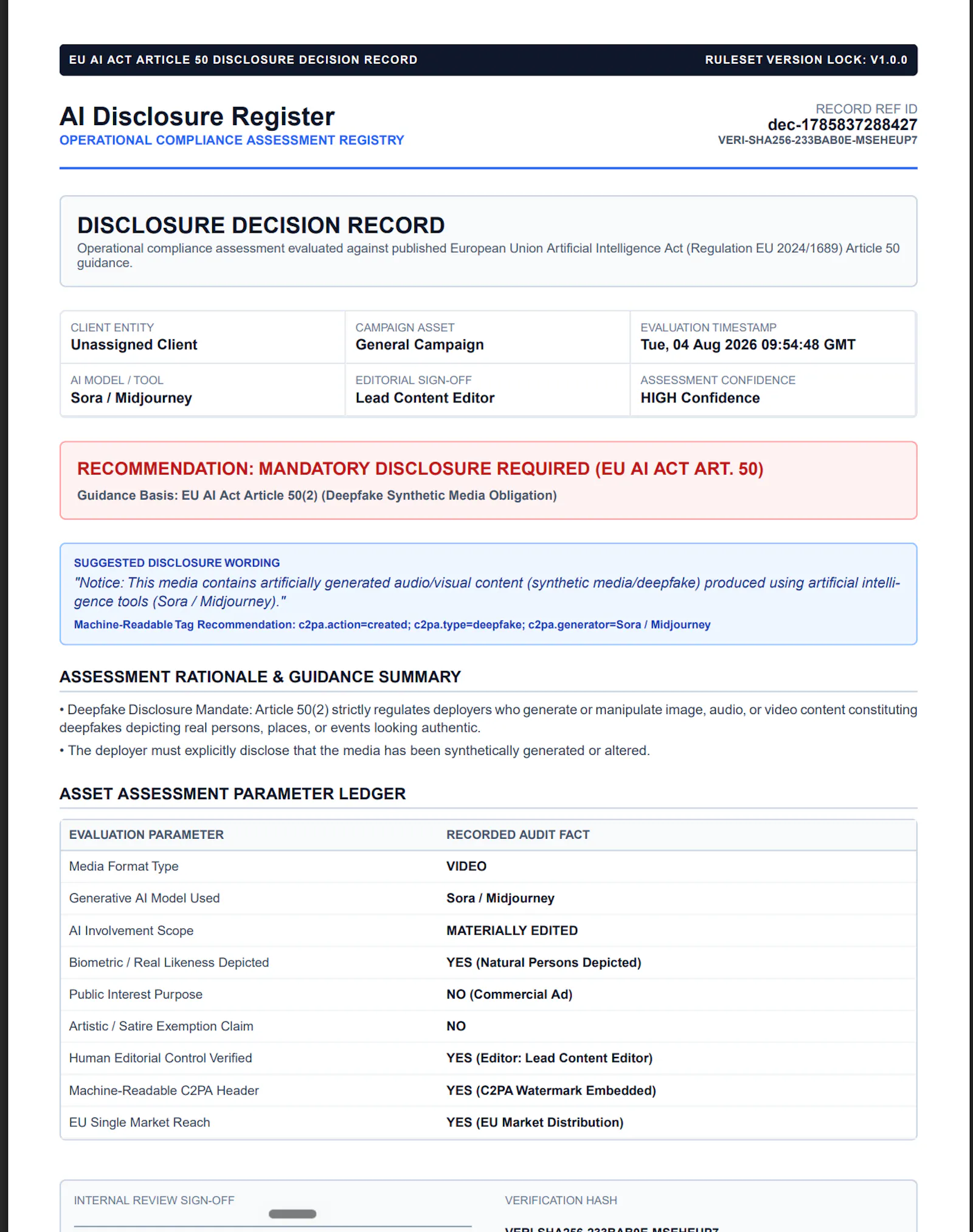 AI Disclosure Register screenshot 3