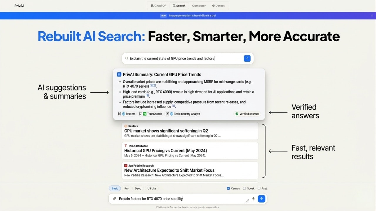 PrivAI– AI search engine with sources gallery image