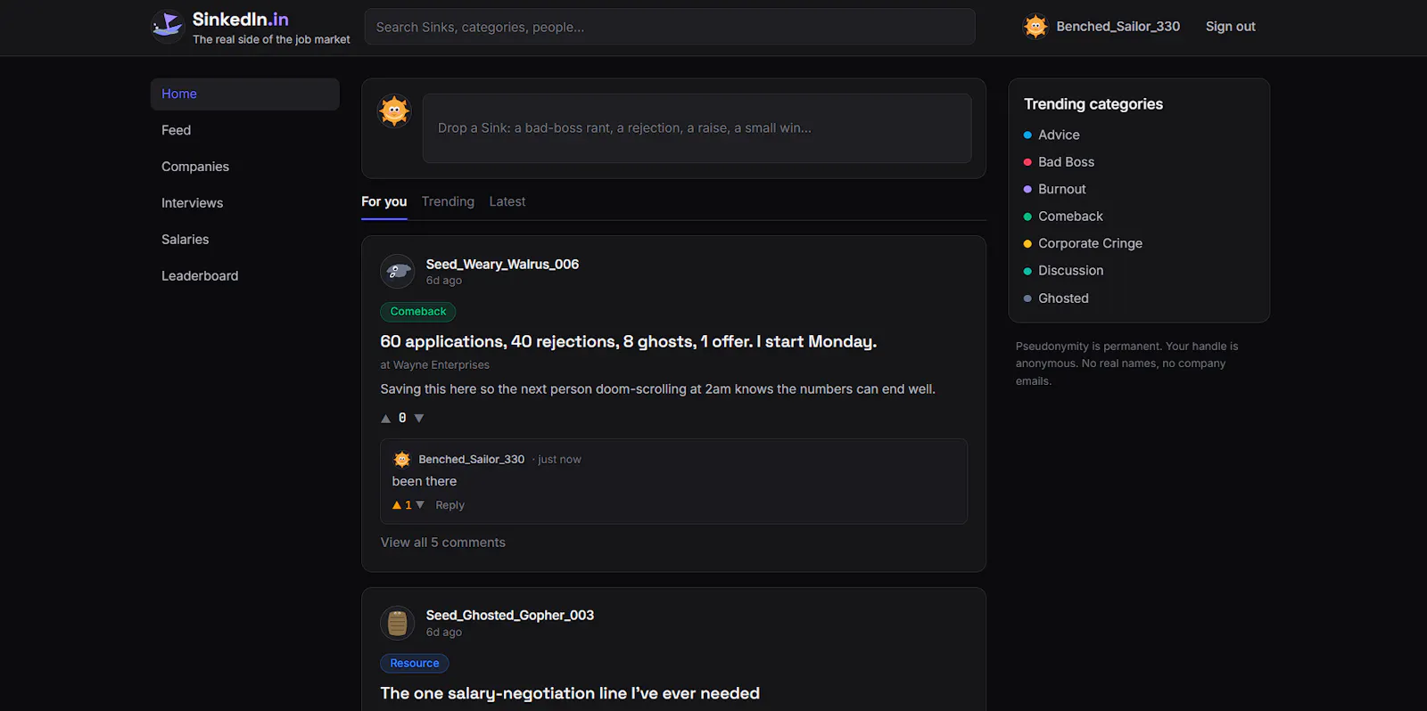 SinkedIn screenshot 1