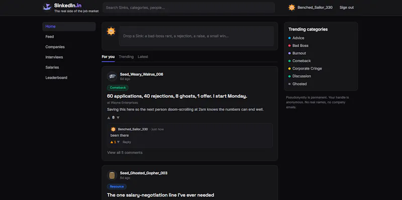SinkedIn screenshot 1