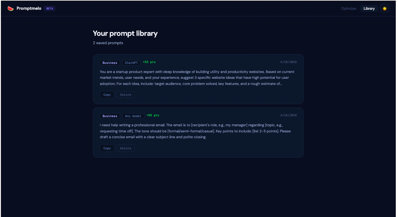 Promptmelo.com screenshot 5