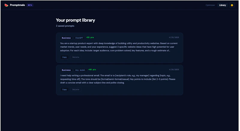 Promptmelo.com screenshot 5