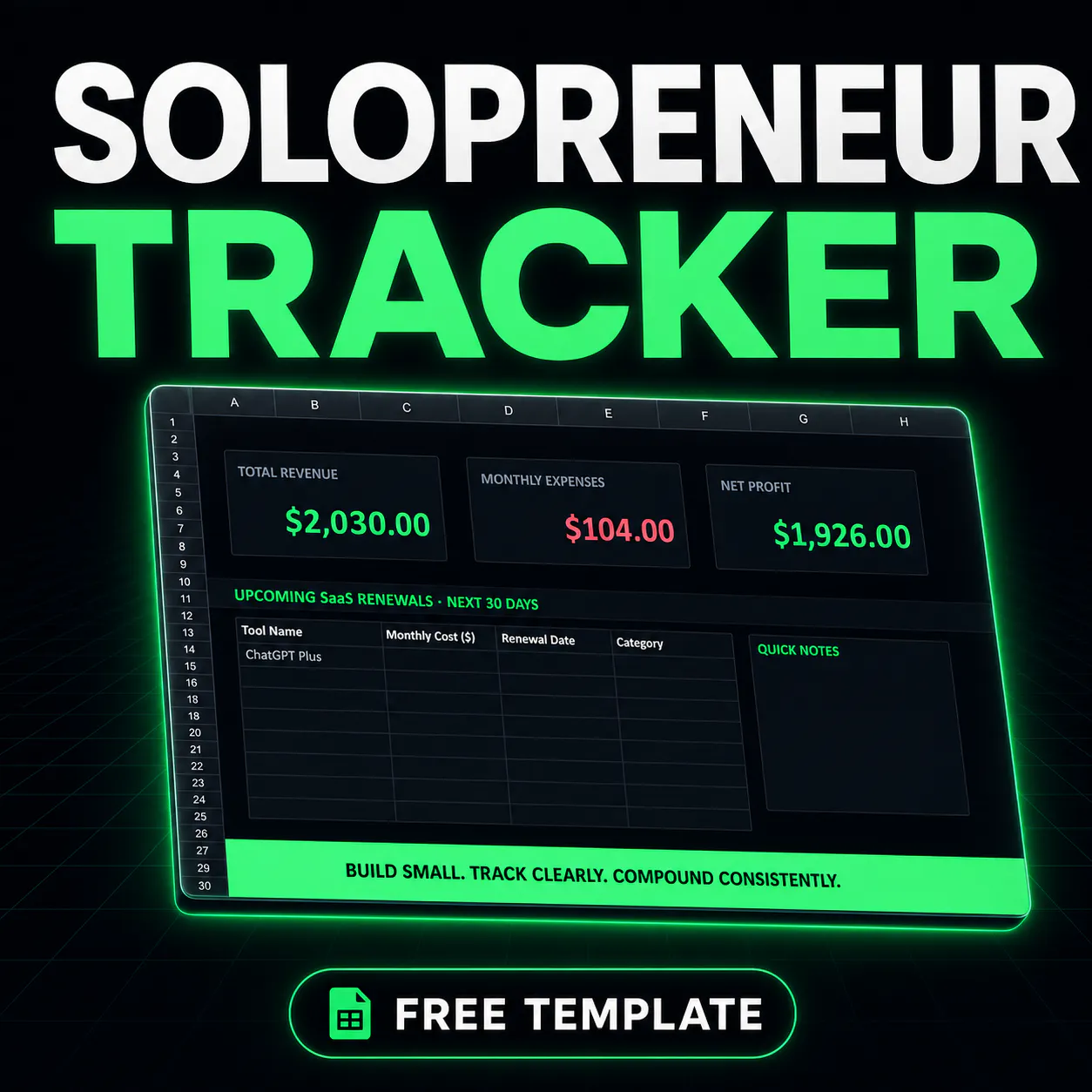 Solopreneur SaaS & Side Hustle Tracker