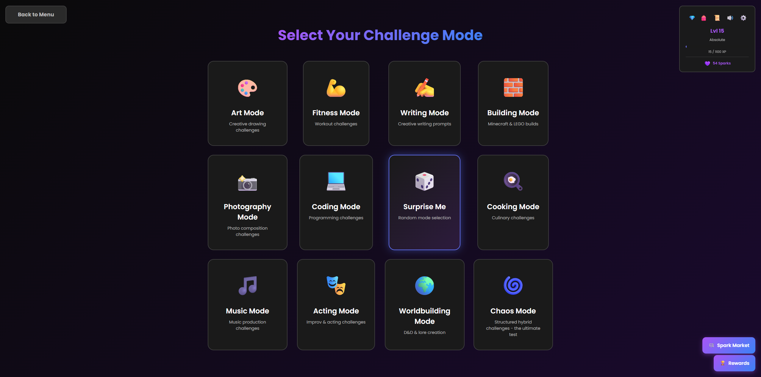 Infinite Challenge Generator - Screenshot 3 showing product features and functionality