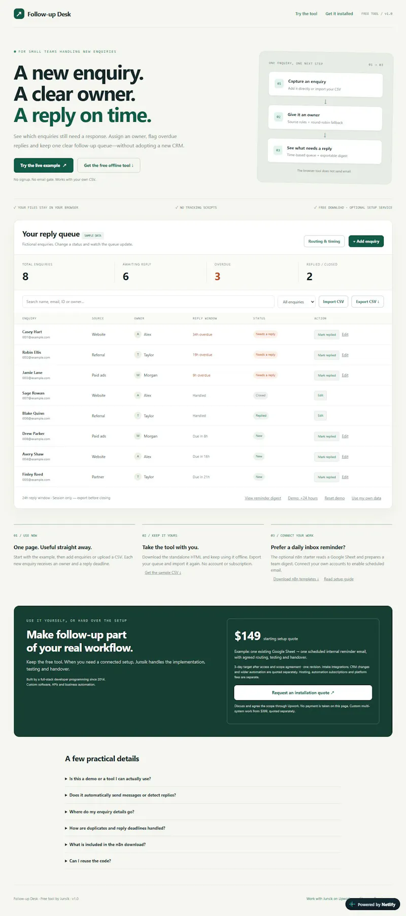 Follow-up Desk screenshot 2