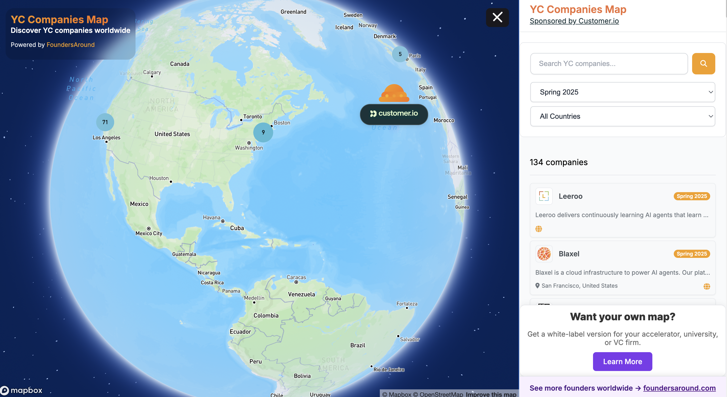 Mappa delle aziende YC - Una mappa di aziende YC in tutto il mondo media 2