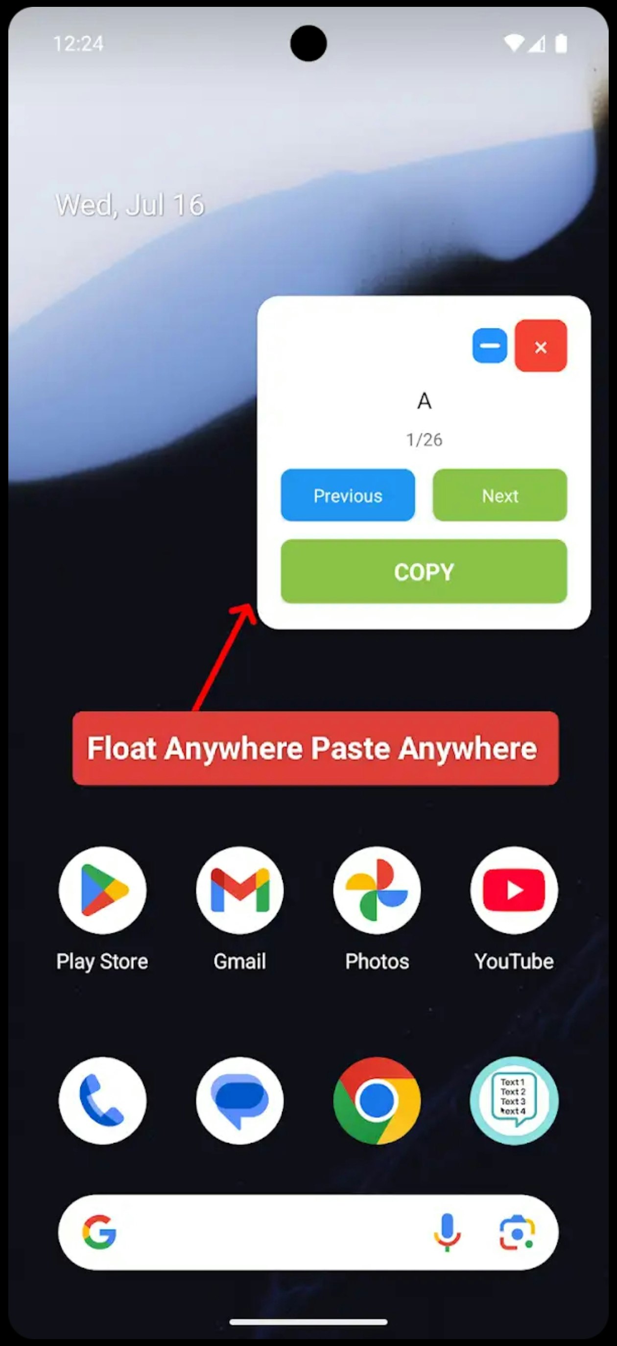 Floattext - copy paste texts in floating gallery image