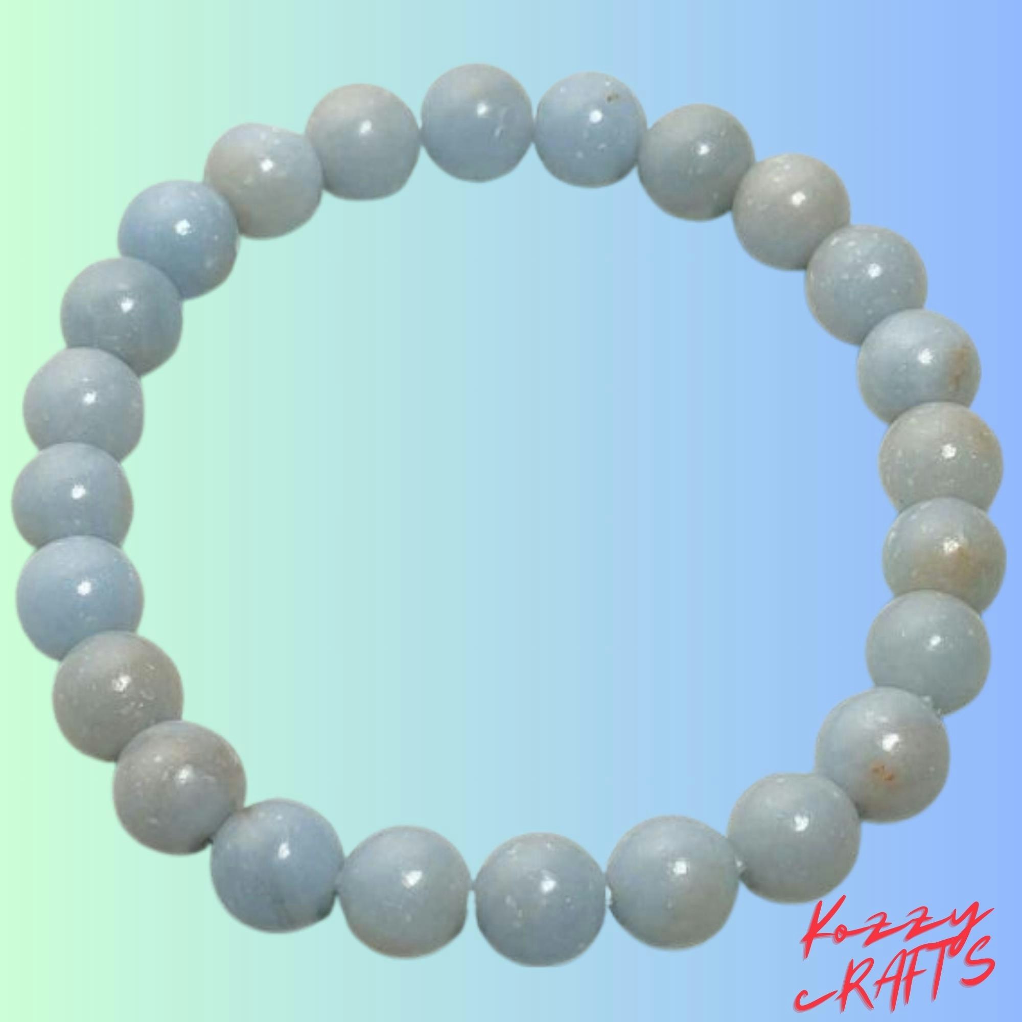 Angelit Bead Reiki Heilarmband - Natural Angelit Crystal Perle Reiki Heilarmband Medien 6