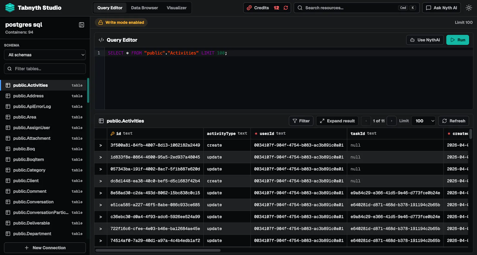 The DB studio that lives in codebase screenshot 2