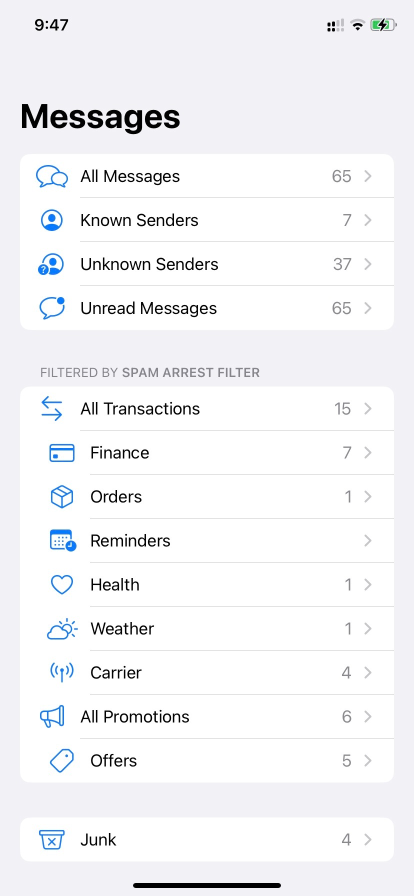 स्पैम संदेश फ़िल्टरिंग (iOS) media 2