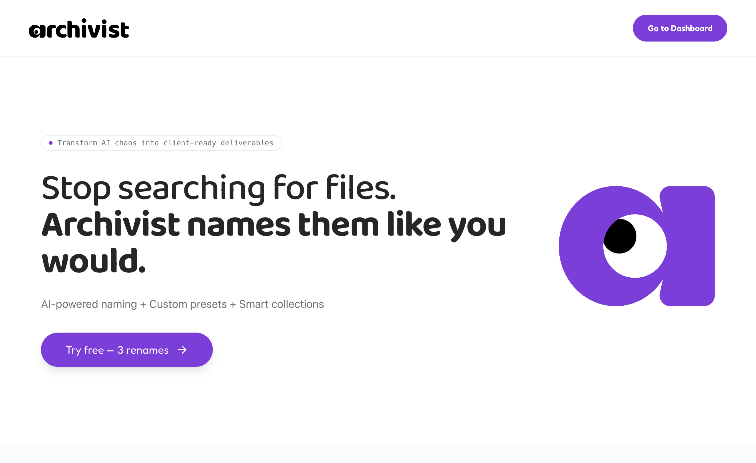 Archivist - Main product screenshot demonstrating key features and user interface