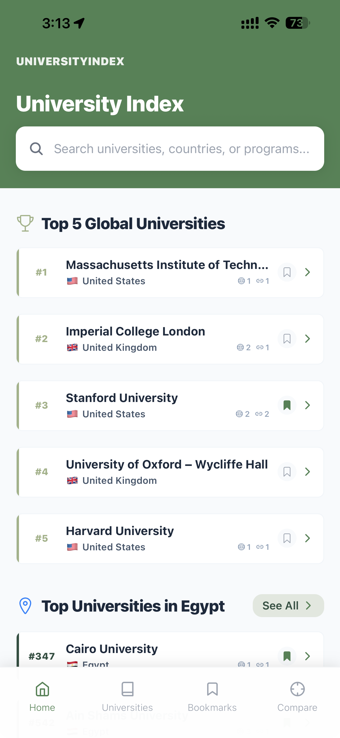 University Index App gallery image
