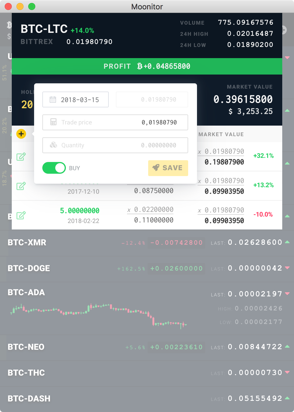 Moonitor - Cryptocurrency tracker app gallery image