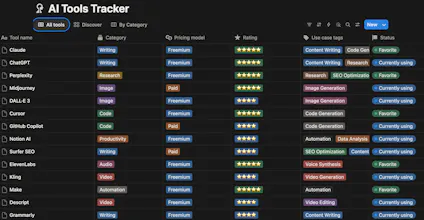 AI Tools Tracker - Notion Template gallery image
