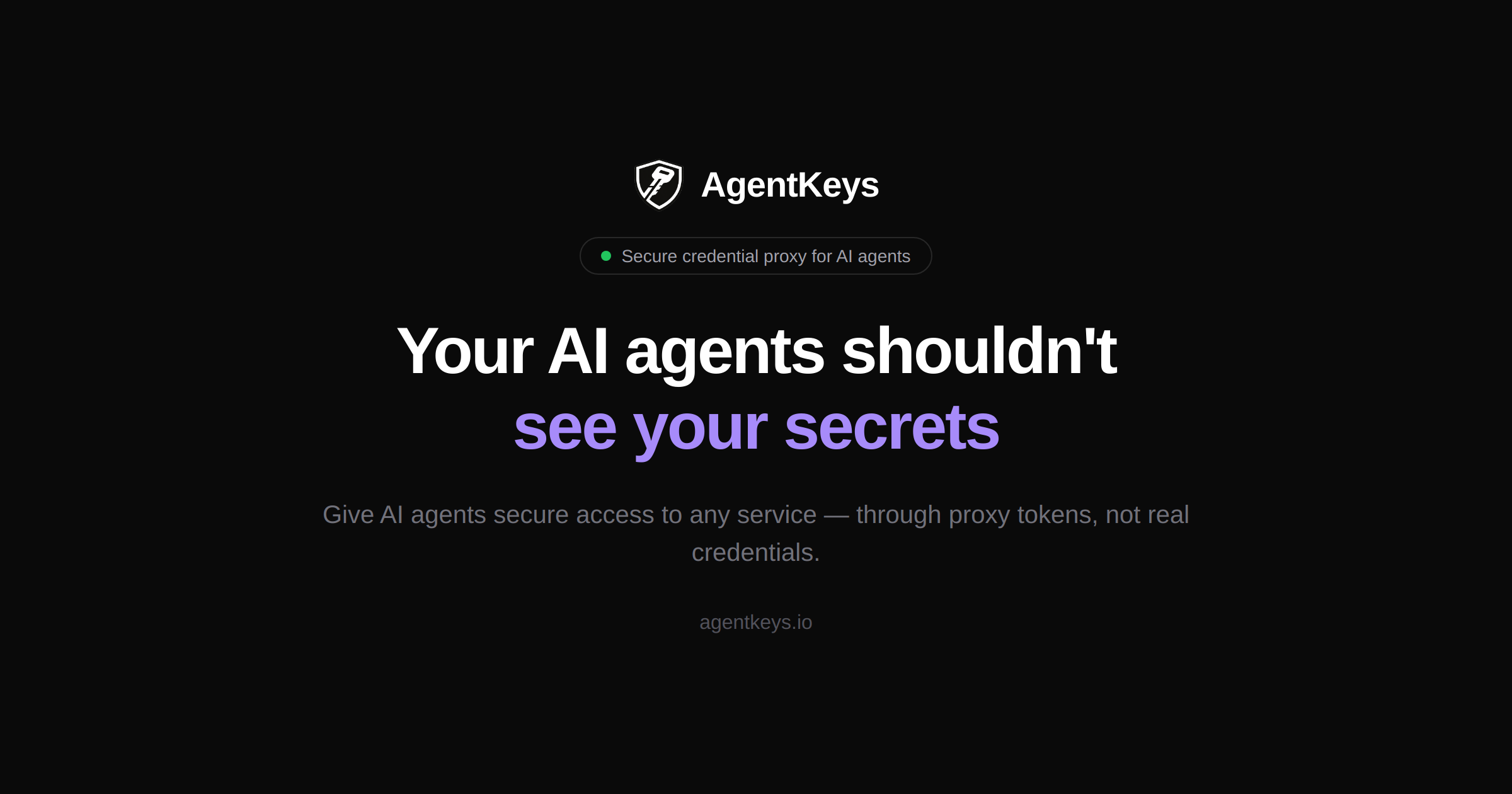 AgentKeys - Main product screenshot demonstrating key features and user interface