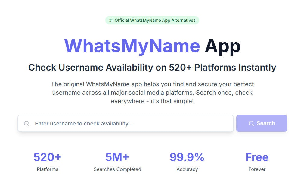 Média Recherche de nom d'utilisateur - Vérifiez instantanément la disponibilité du nom d'utilisateur sur 520 plateformes 3