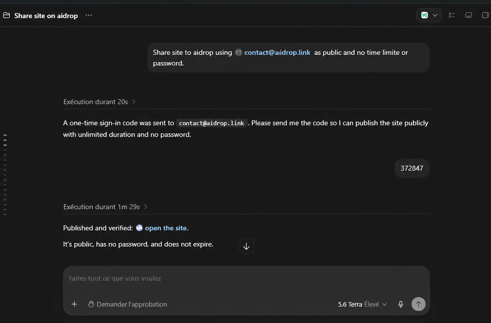 Ask your AI. Get a live link. screenshot 2