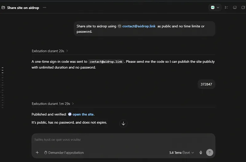 Ask your AI. Get a live link. screenshot 2