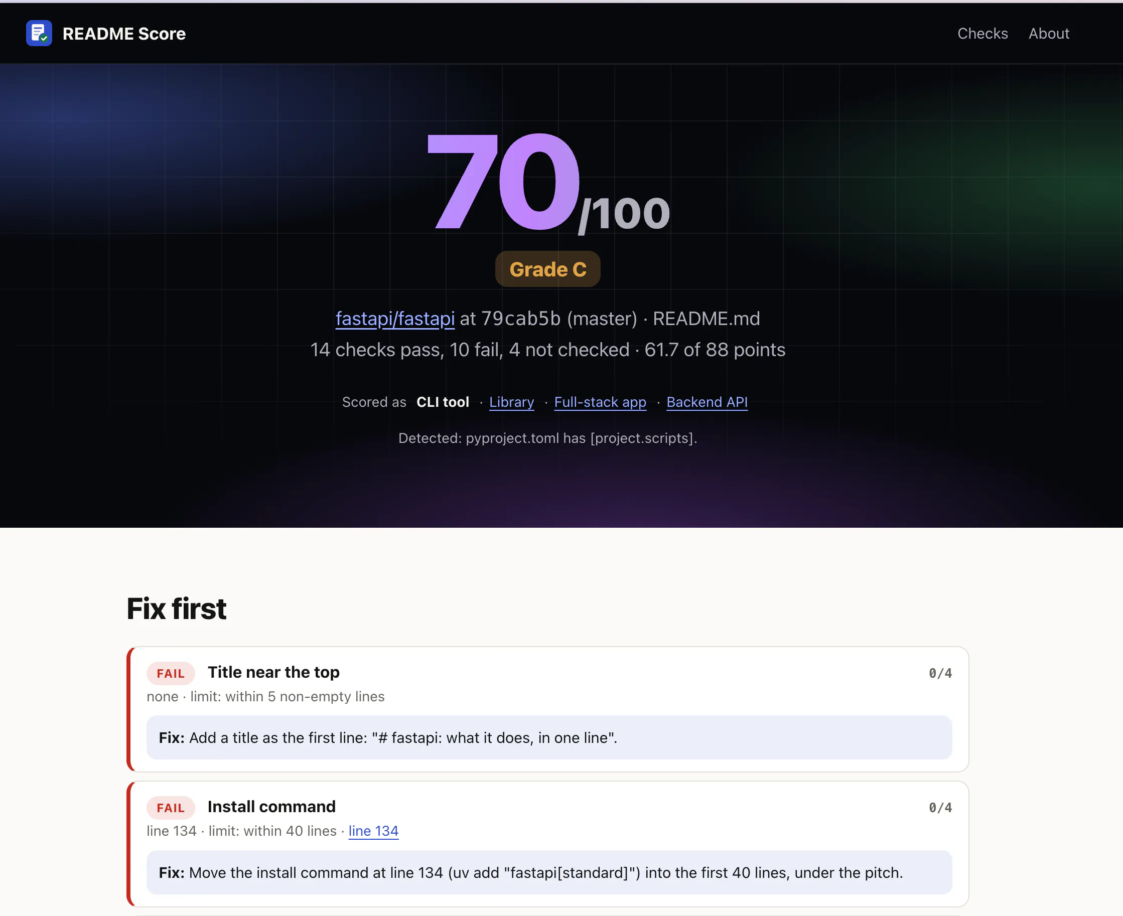 README Score gallery image
