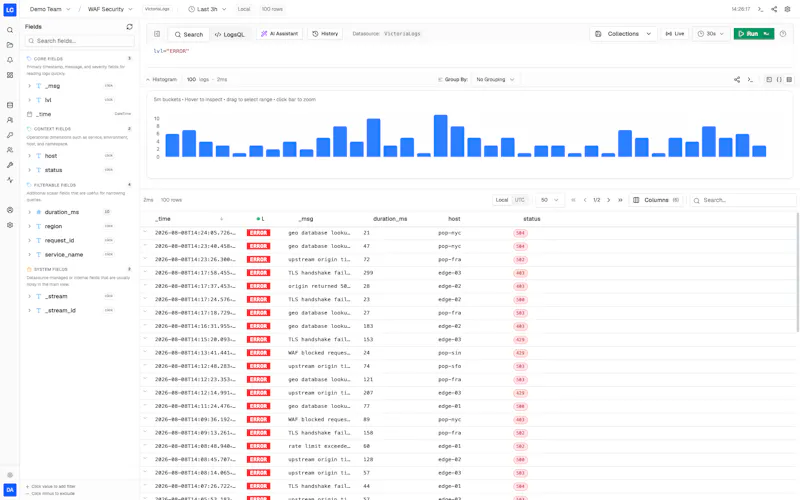 Logchef screenshot 2