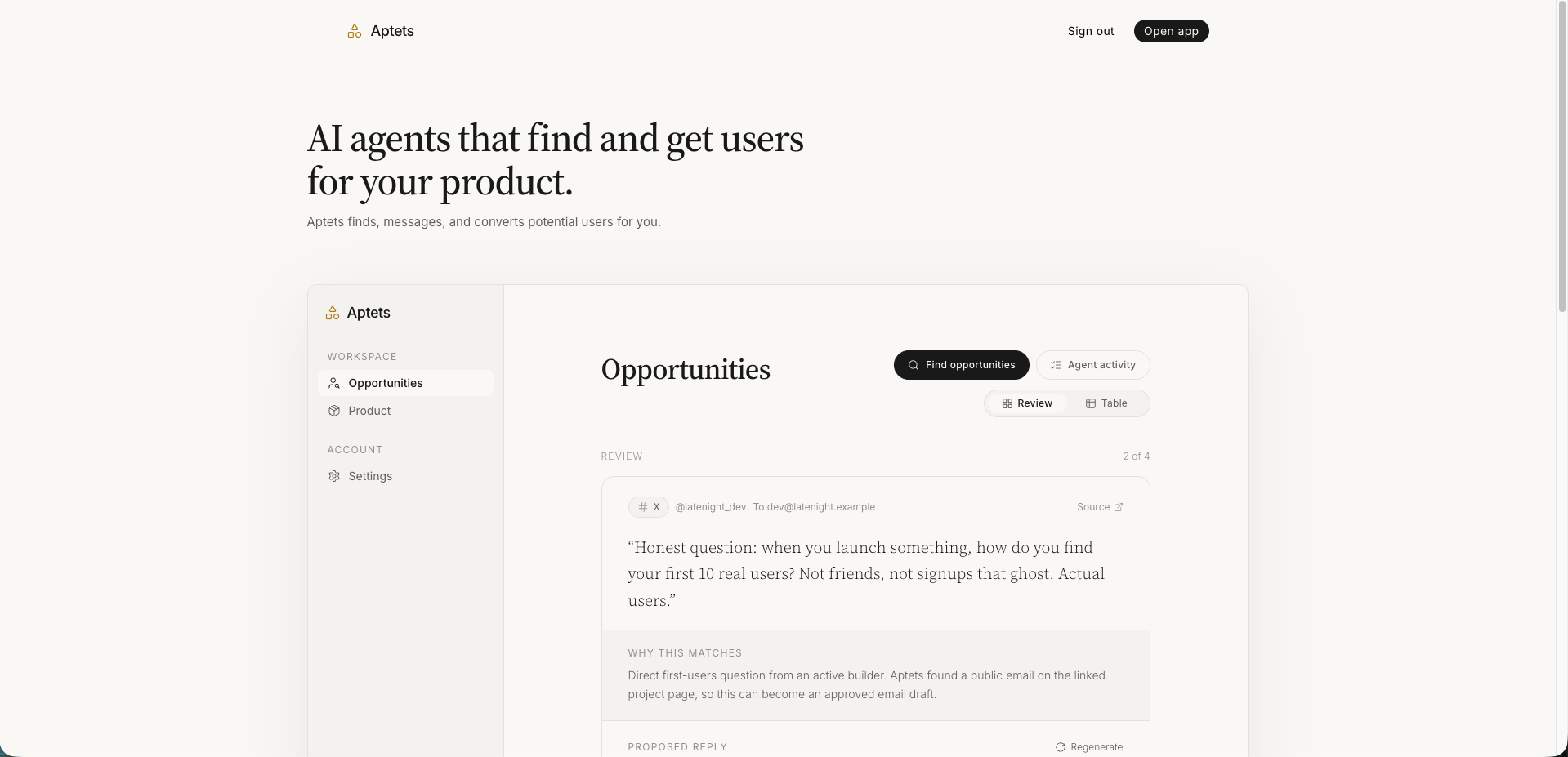 Aptets: outreach for vibe-coded projects gallery image