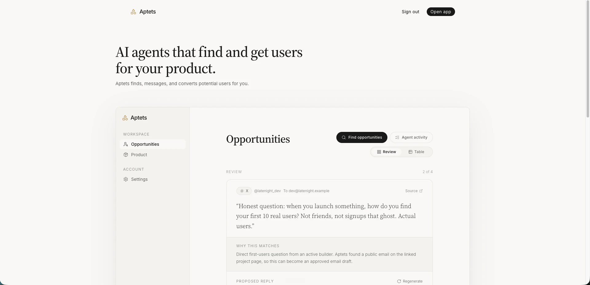 Aptets: outreach for vibe-coded projects 截图