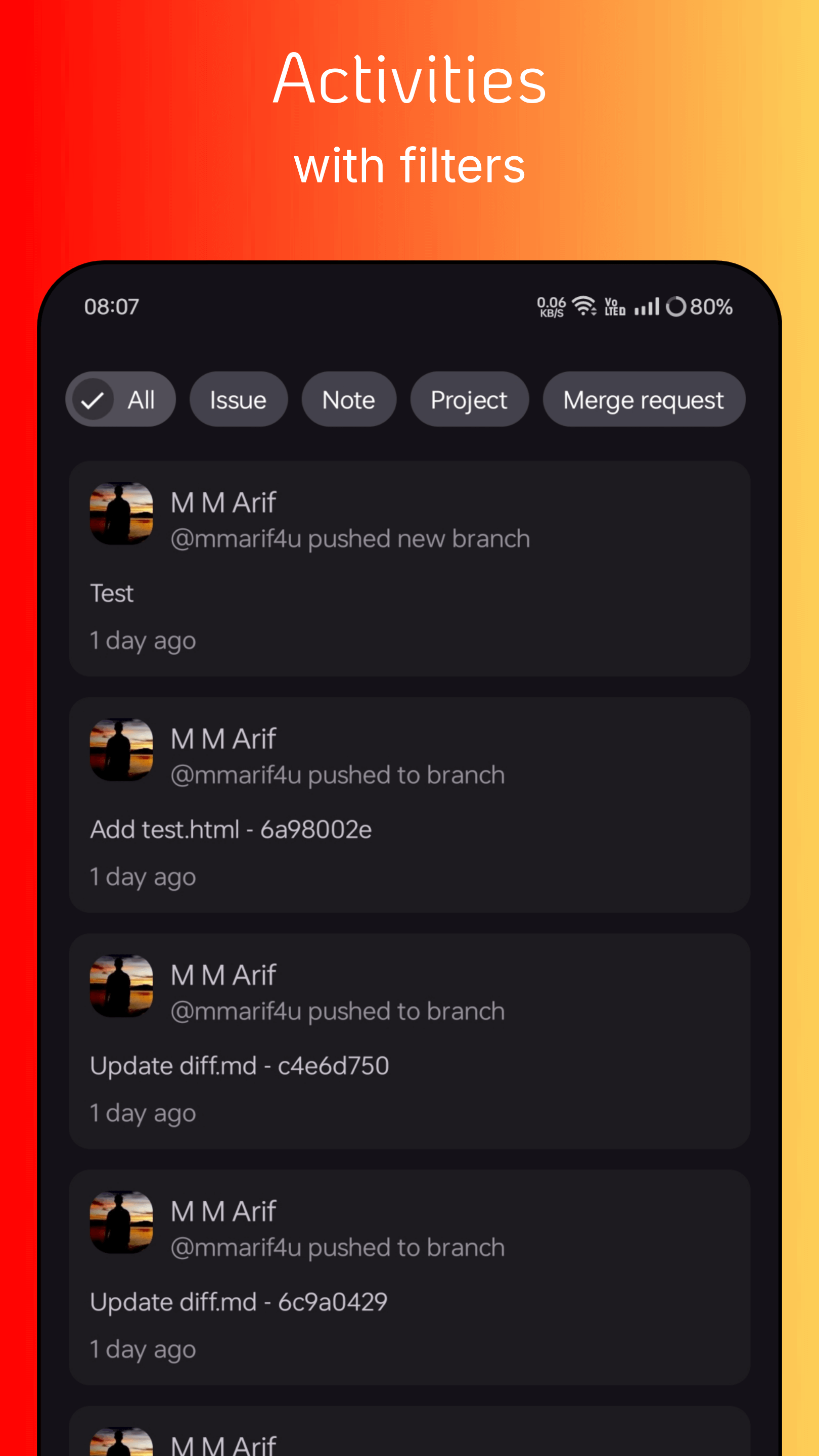 Mídia 1 de Labnex - Aplicativo nativo do Android para Gitlab