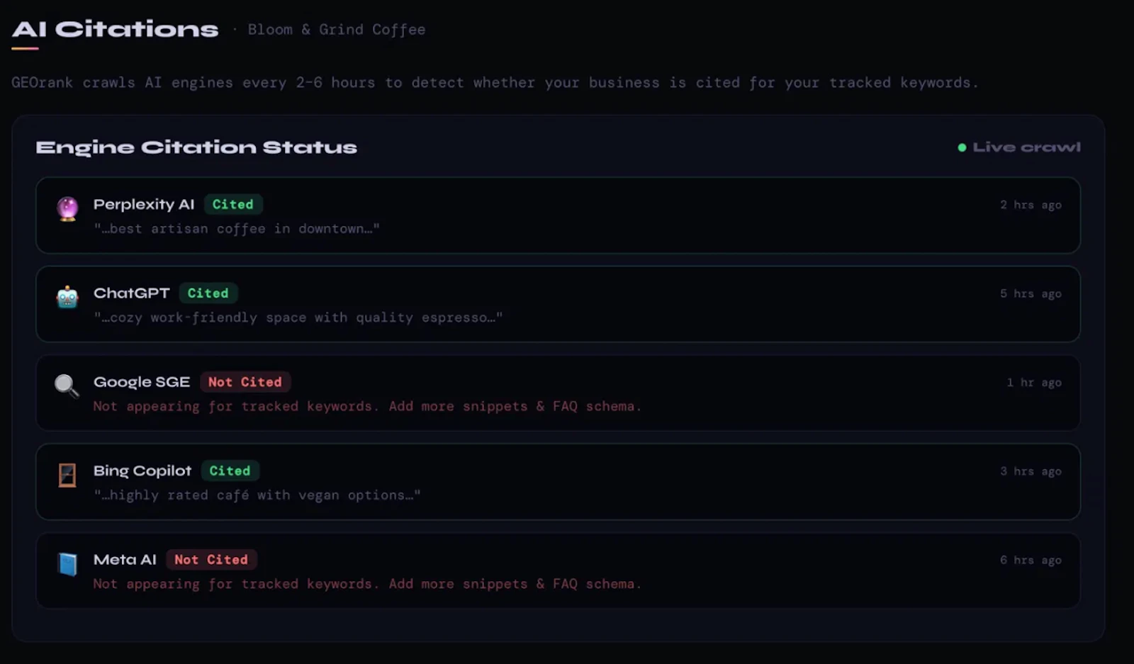 GEOrankHQ screenshot 2