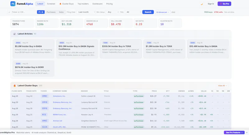 Form4Alpha — Insider Trading Alerts screenshot 1