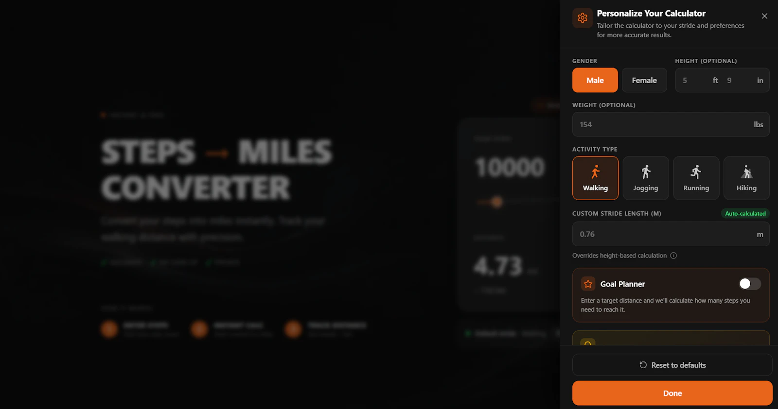Steps To KM Converter screenshot 2