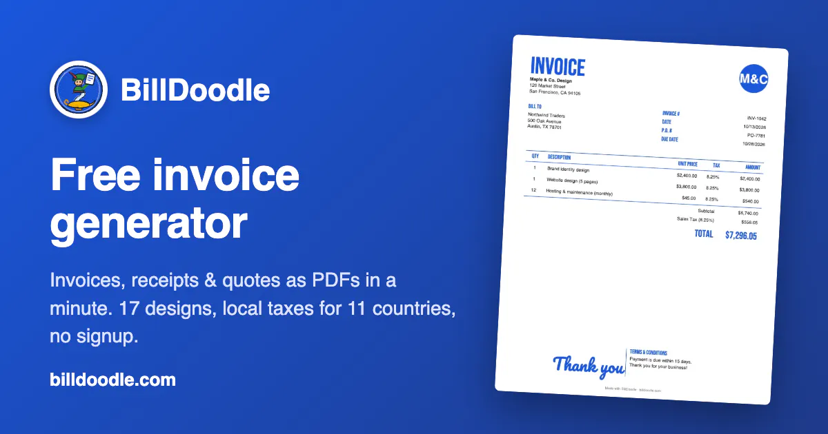 BillDoodle Invoice Generator gallery image