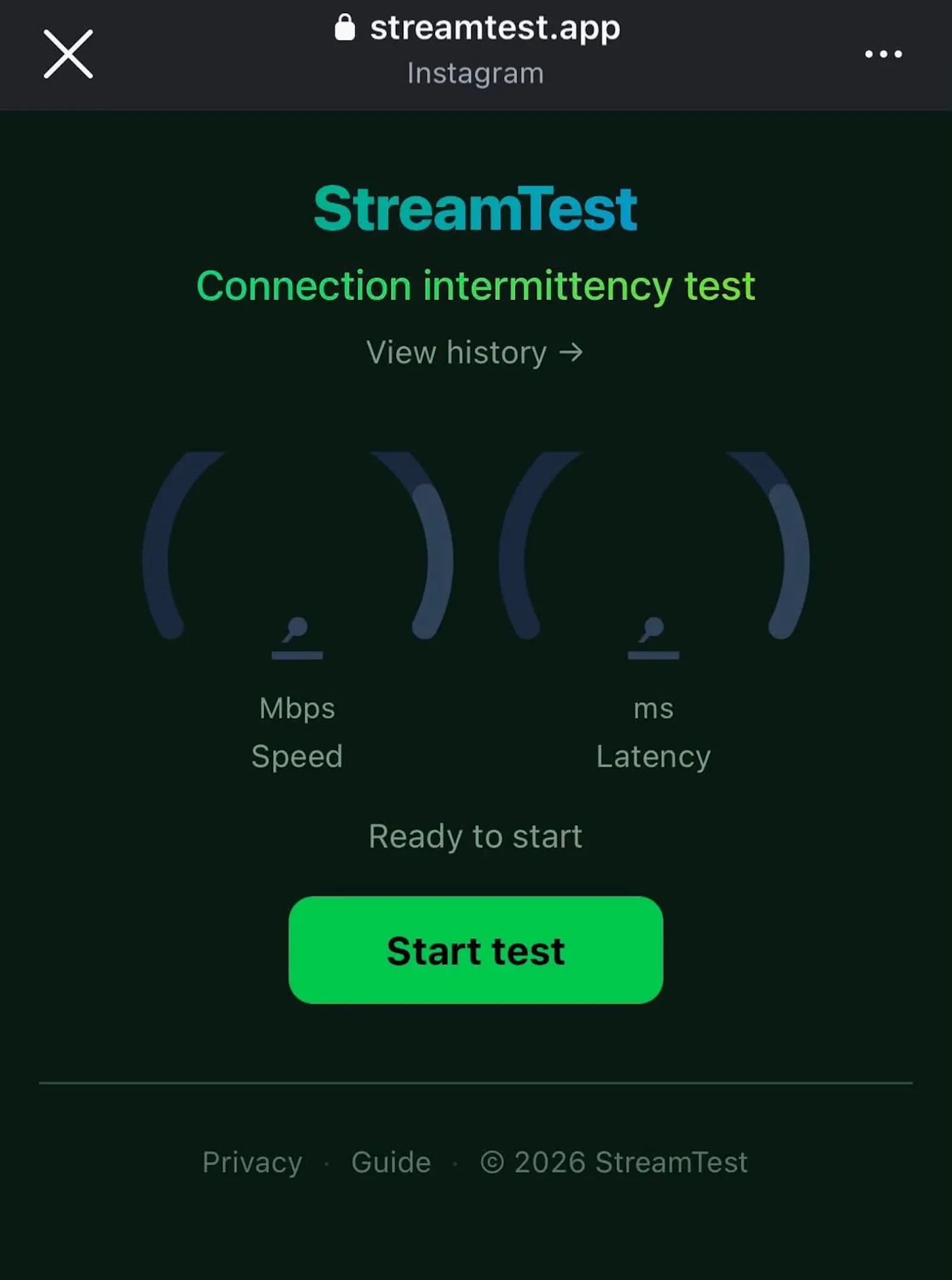 StreamTest screenshot 1