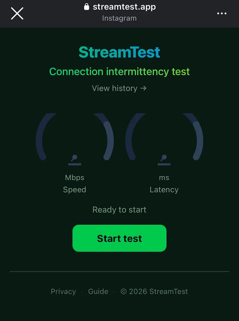 StreamTest screenshot 1