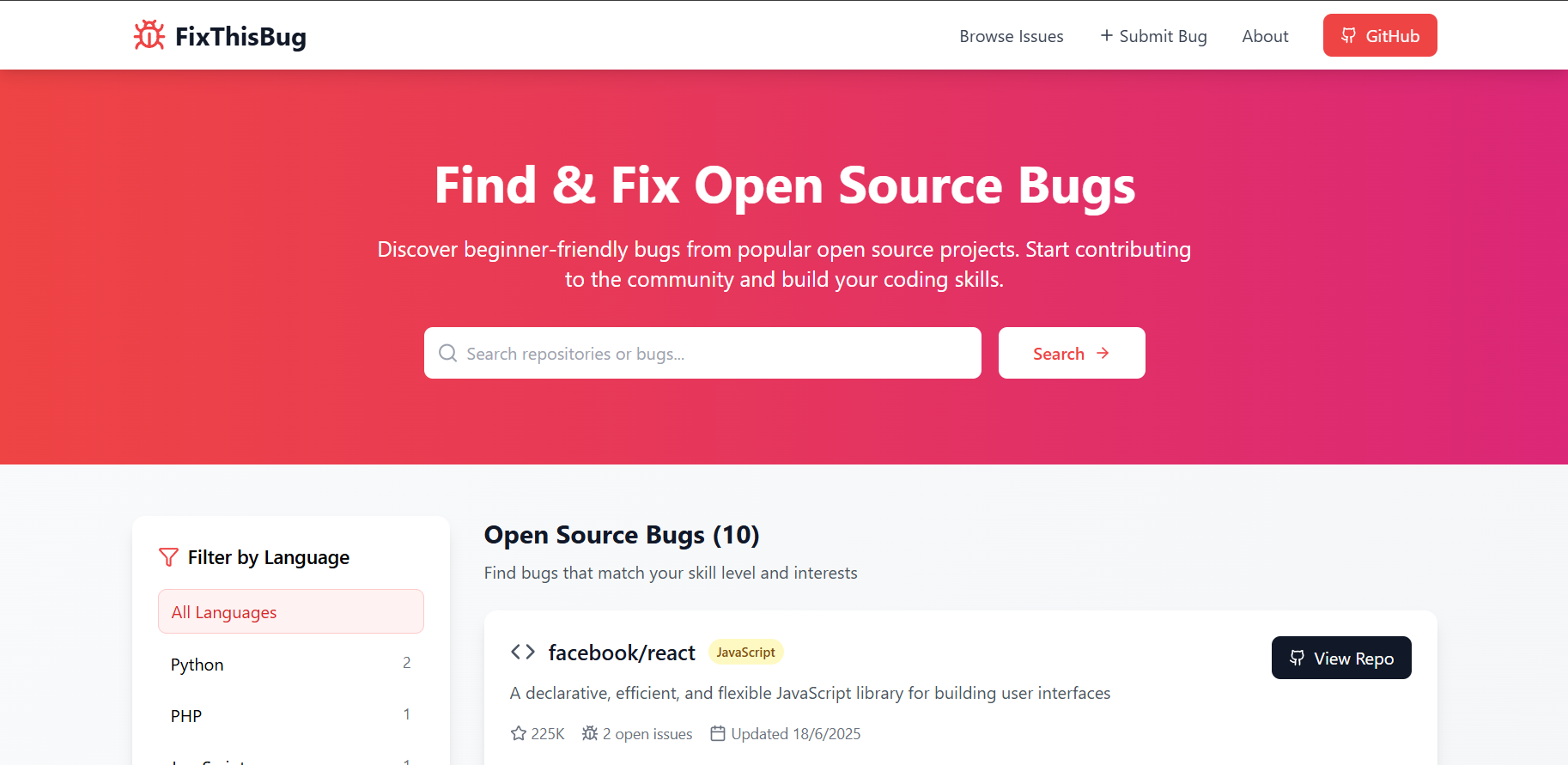 Mídia 3 de FixThisbug - Descubra bugs do código aberto e comece a contribuir agora