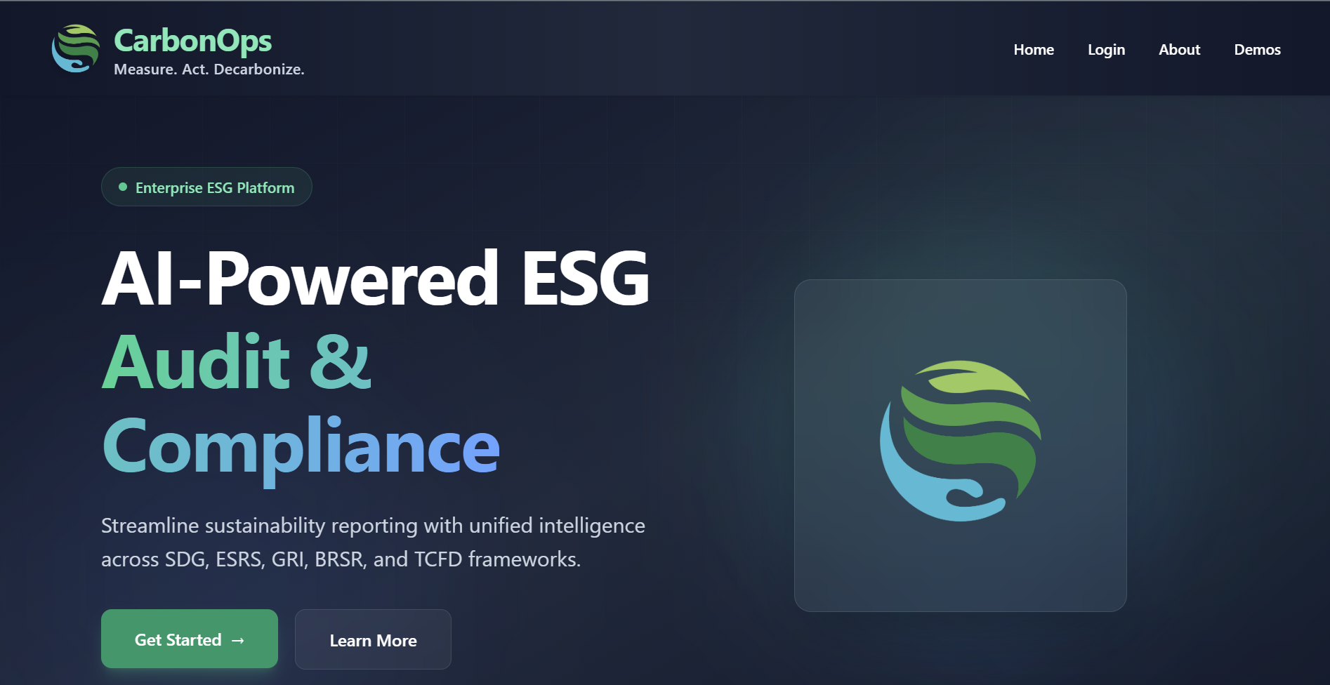 CarbonOps - AI Meets ESG Compliance - Main screenshot showing features and interface