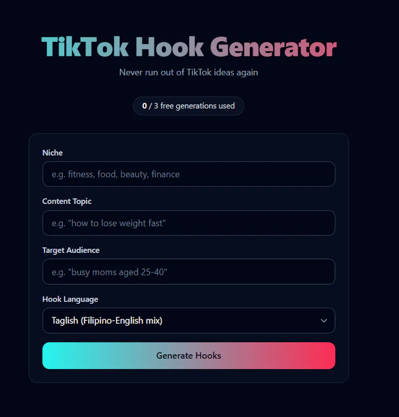 TikTok Hook Generator screenshot 1