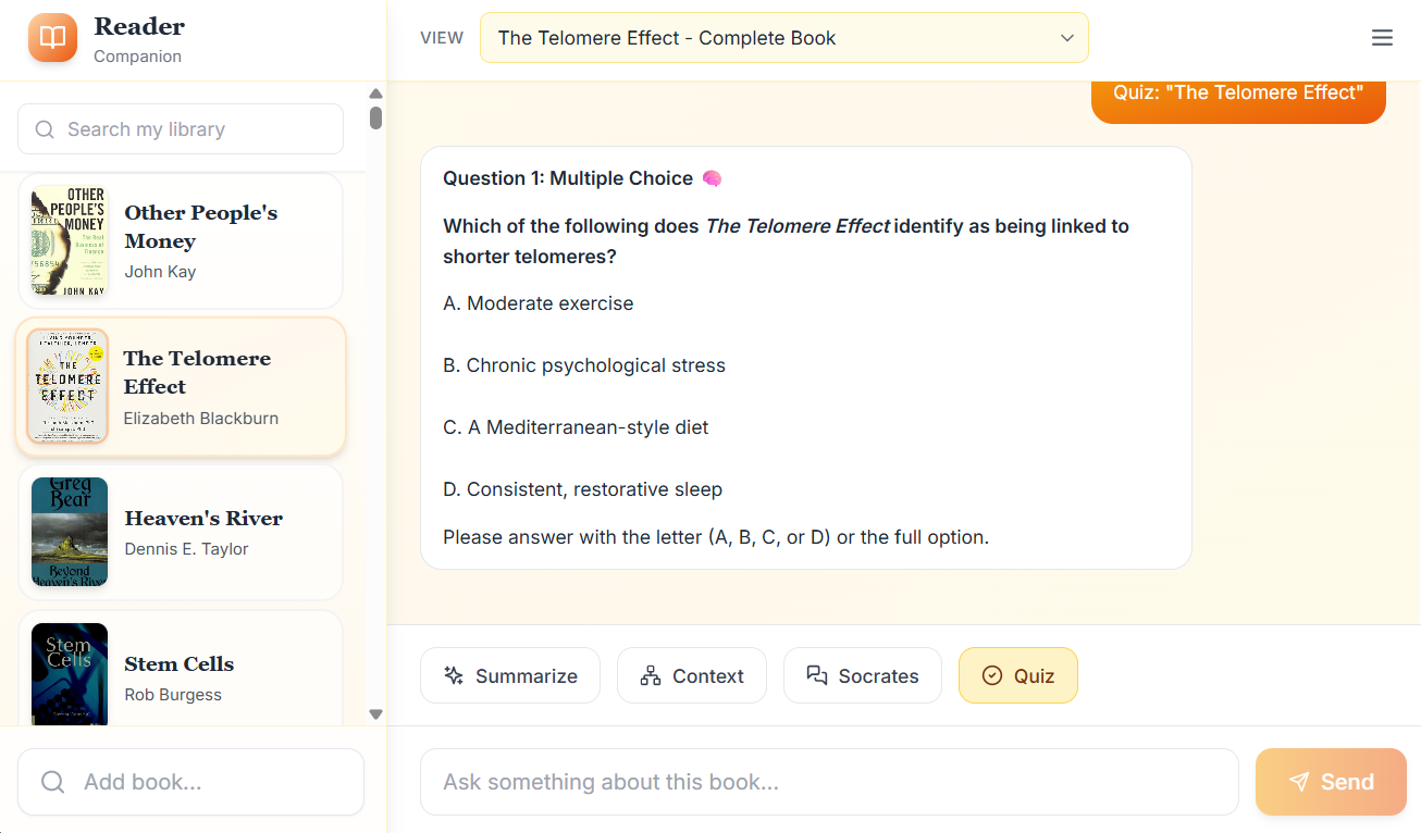 AI Reader Companion - Main product screenshot demonstrating key features and user interface