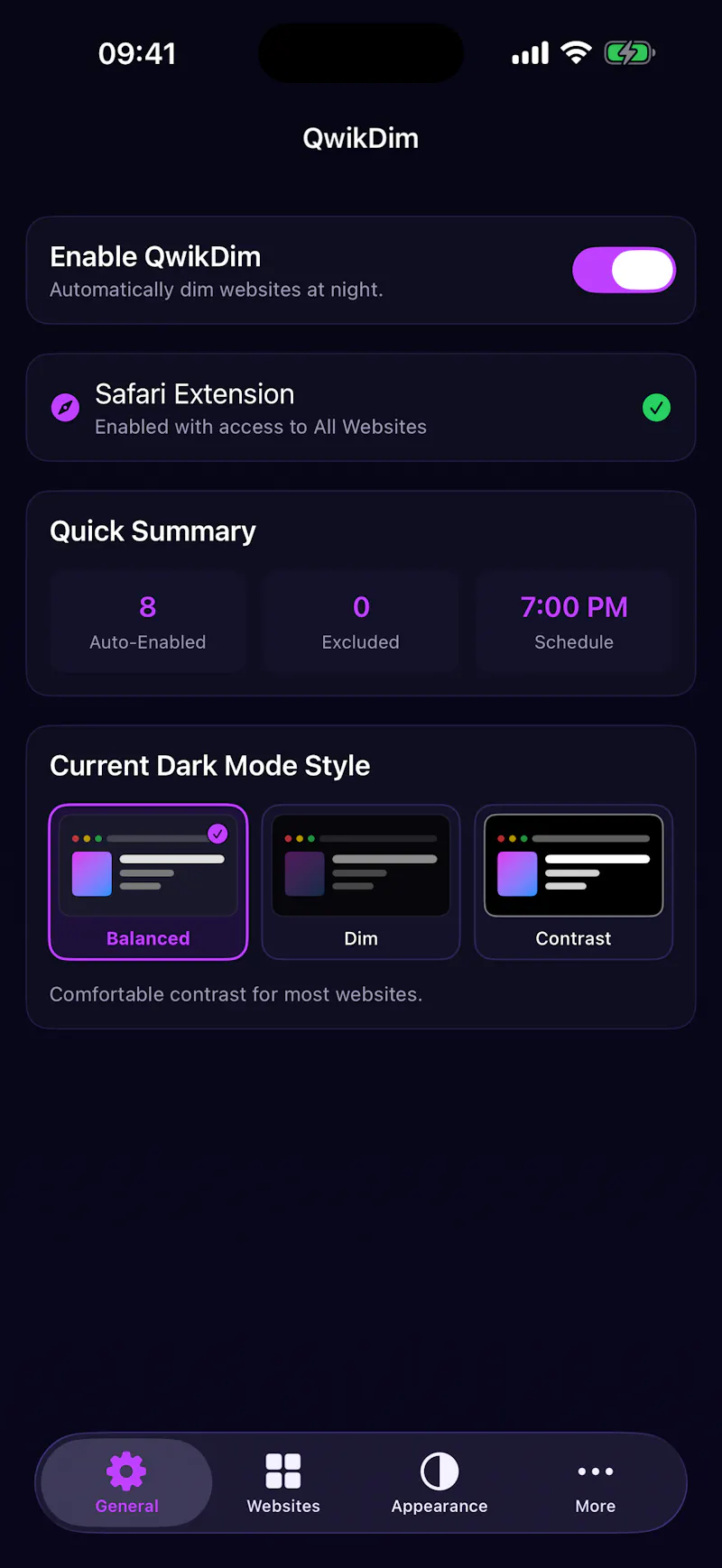 QwikDim screenshot 2