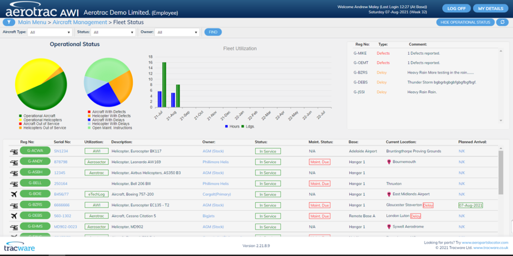 Aerotrac Web Interface gallery image
