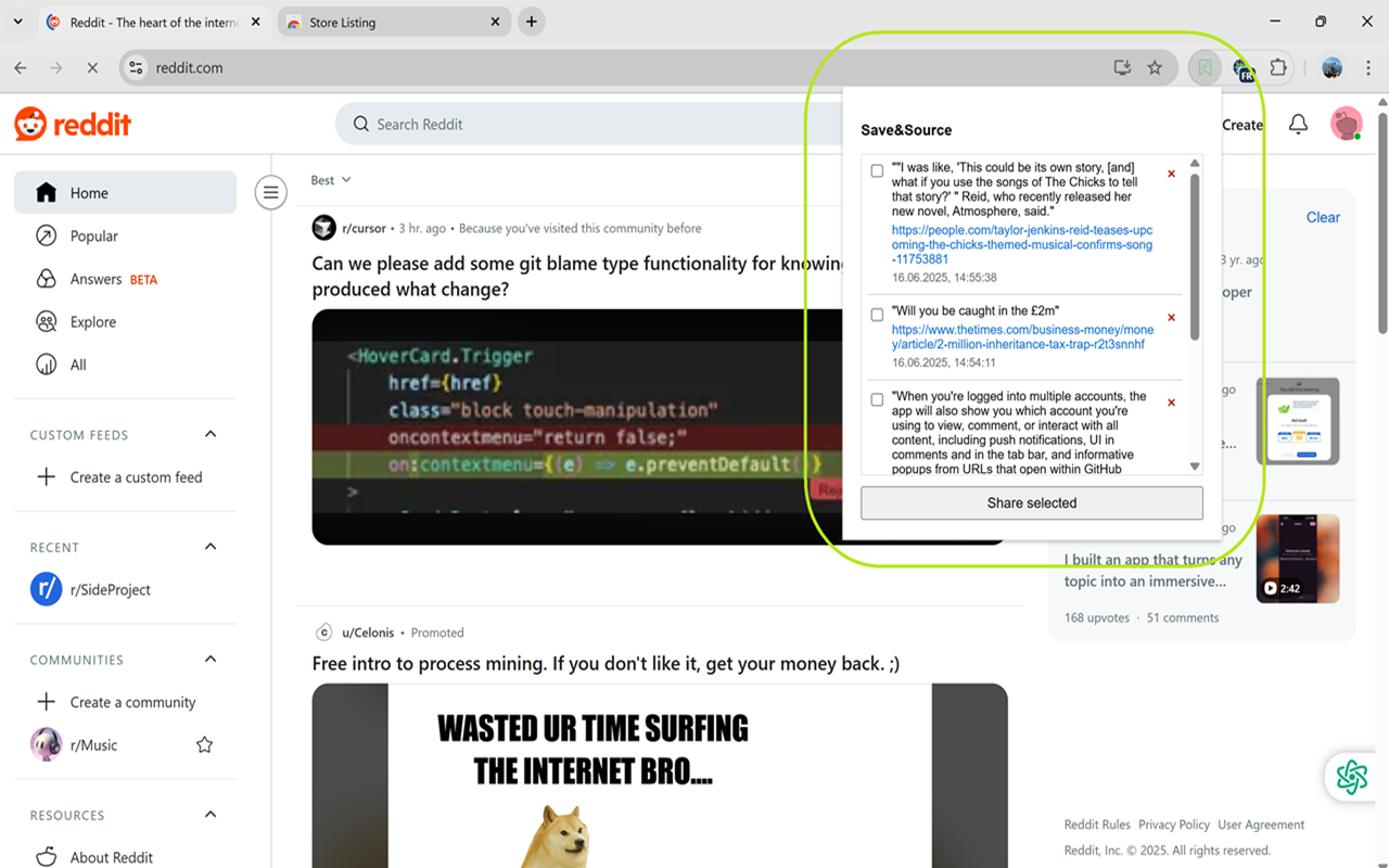 Save&Source - Instant copy with context & URL in browsers media 2