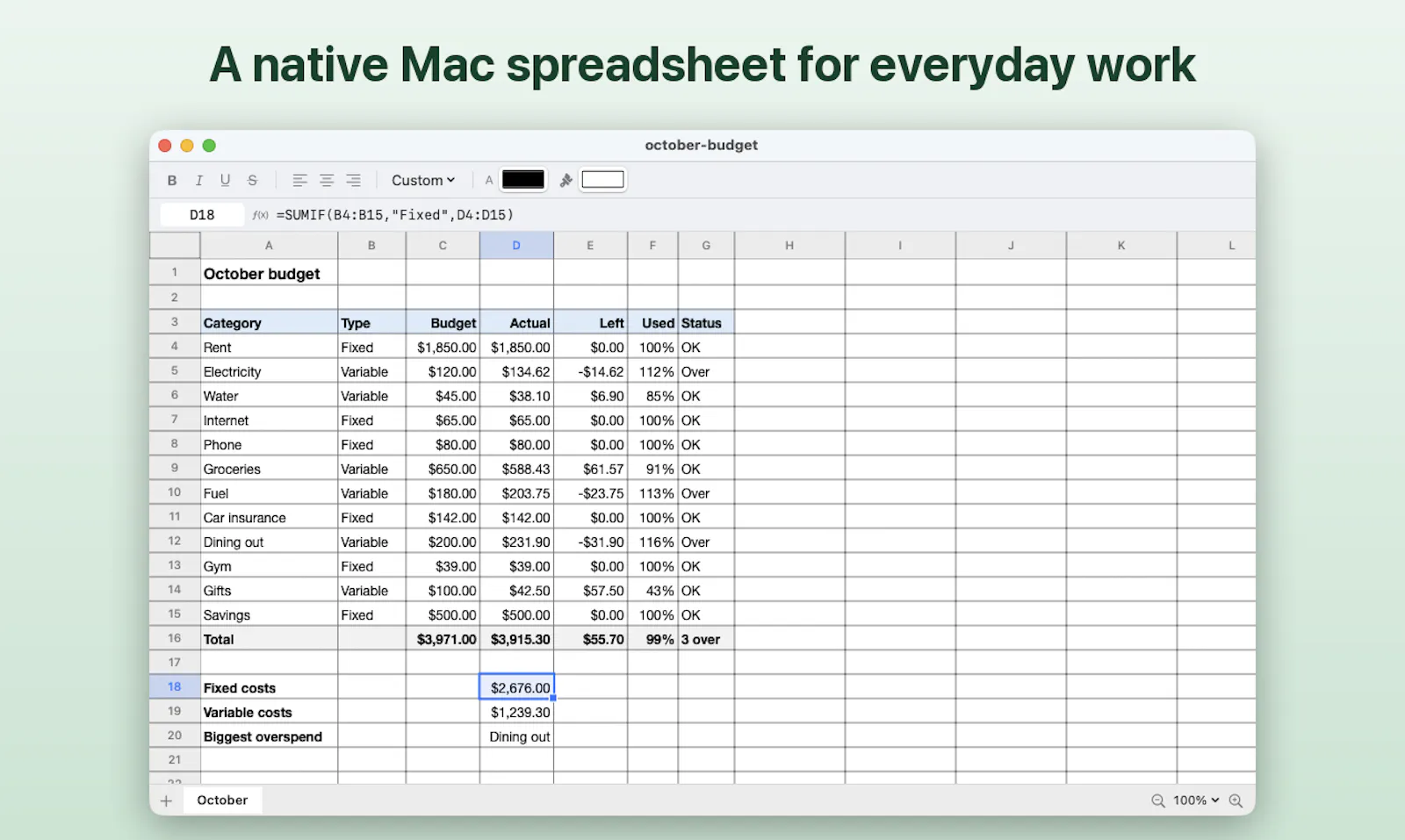 SimpleSpread screenshot 2